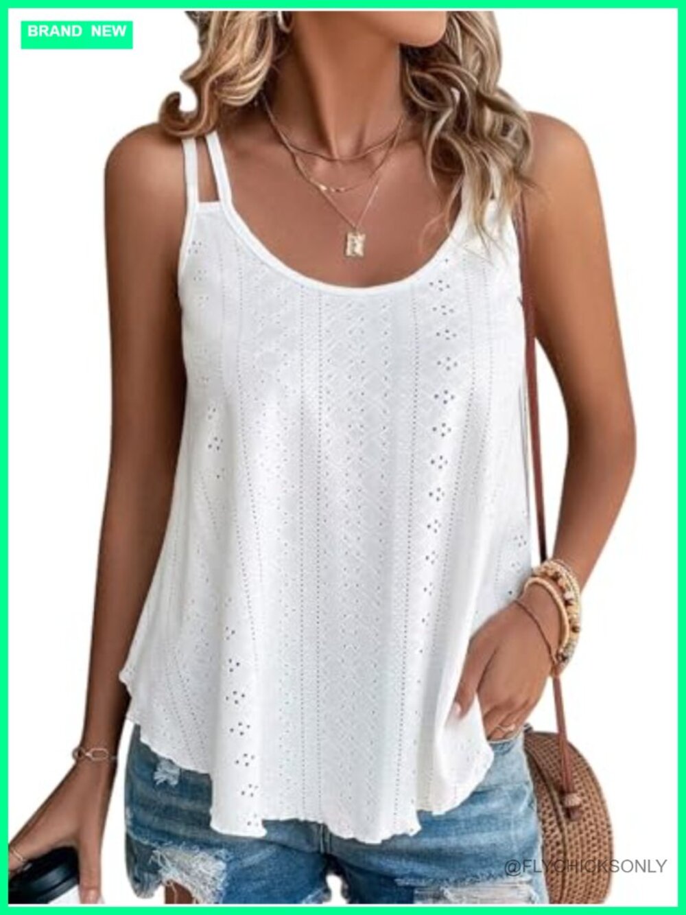 Womens Cute Tank Tops Sleeveless Spaghetti Strap Scoop Neck Loose Casual Flowy